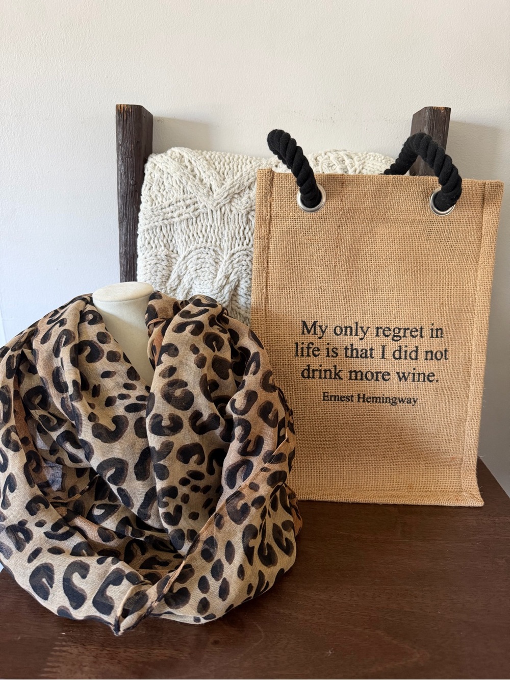 Tote and Leopard Print Infinity Scarf Combo
